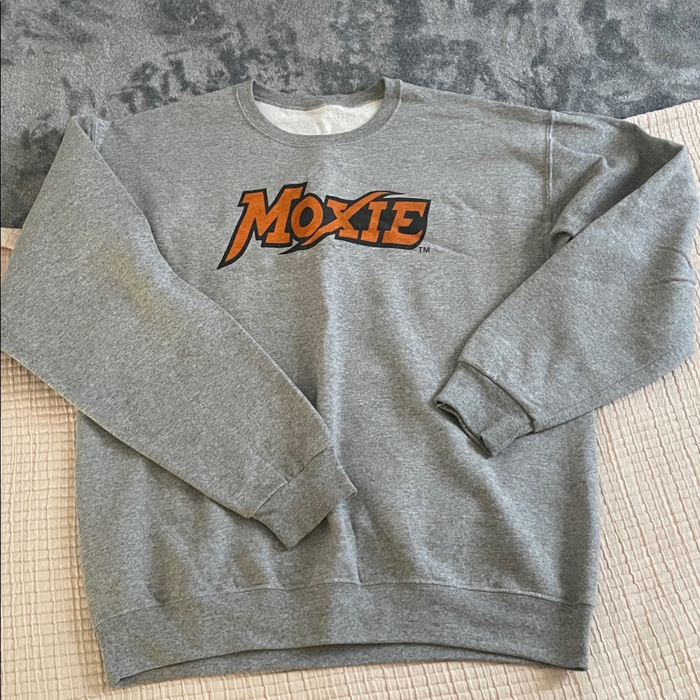 Gray Moxie Sweatshirt with Orange Logo